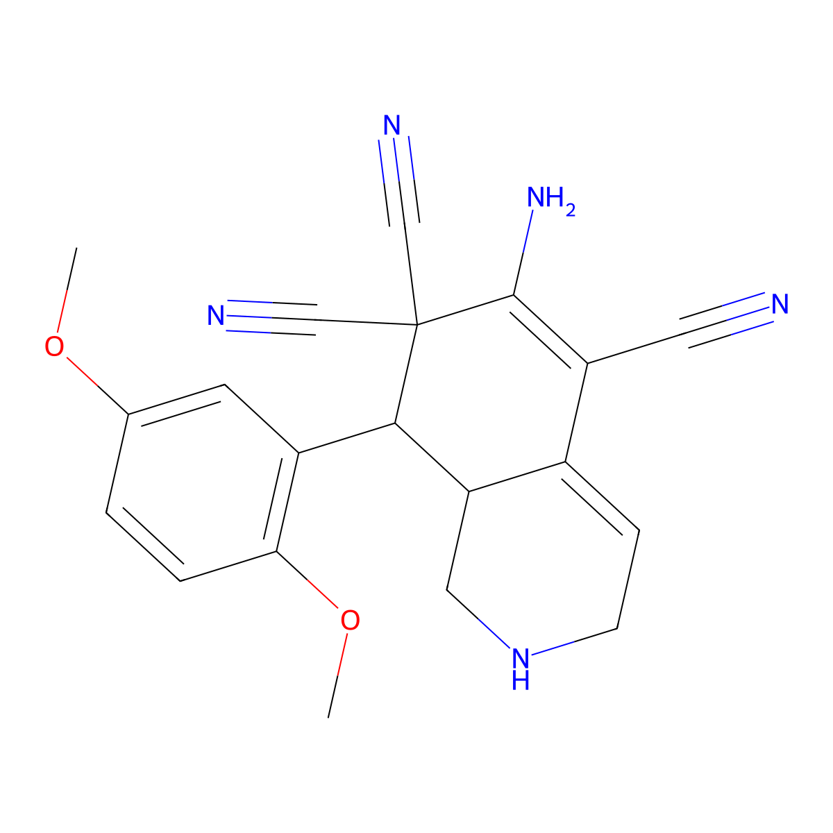(8R,8aR)-6-amino-8-(2,5-dimethoxyphenyl)-2,3,8,8a-tetrahydro-1H-isoquinoline-5,7,7-tricarbonitrile molecular structure, CAS 459153-50-5