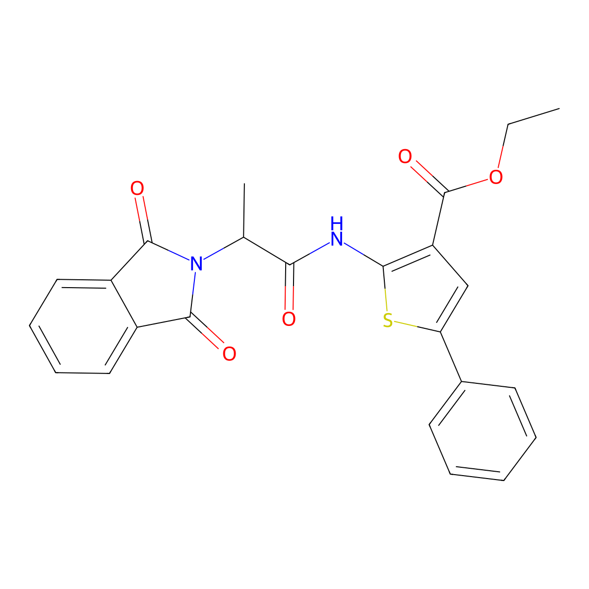 ethyl 2-{[2-(1,3-dioxo-1,3-dihydro-2H-isoindol-2-yl)propanoyl]amino}-5-phenylthiophene-3-carboxylate molecular structure, CAS 459153-70-9