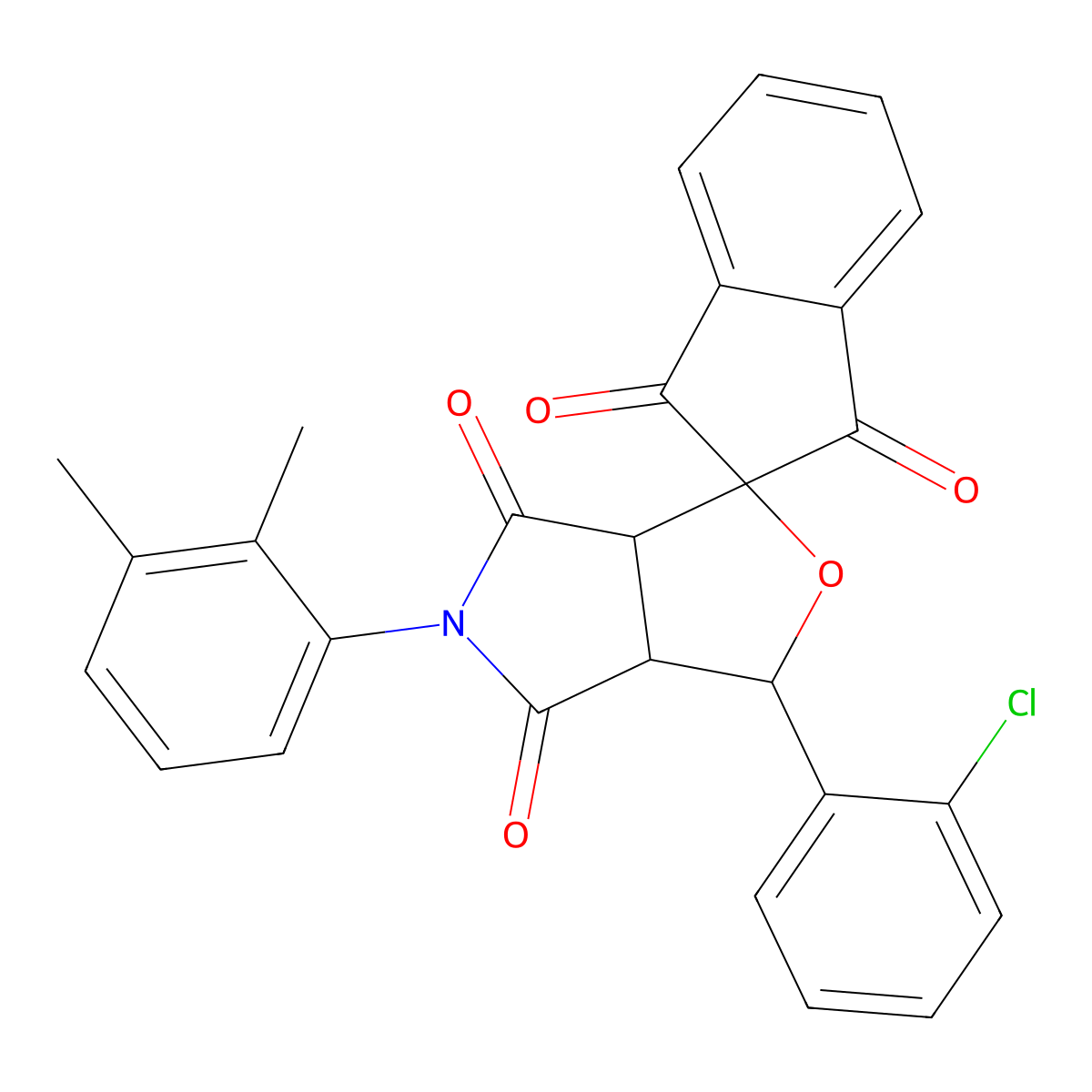 3-(2-chlorophenyl)-5-(2,3-dimethylphenyl)-3a,6a-dihydrospiro[furo[3,4-c]pyrrole-1,2'-indene]-1',3',4,6(3H,5H)-tetrone molecular structure, CAS 459154-09-7