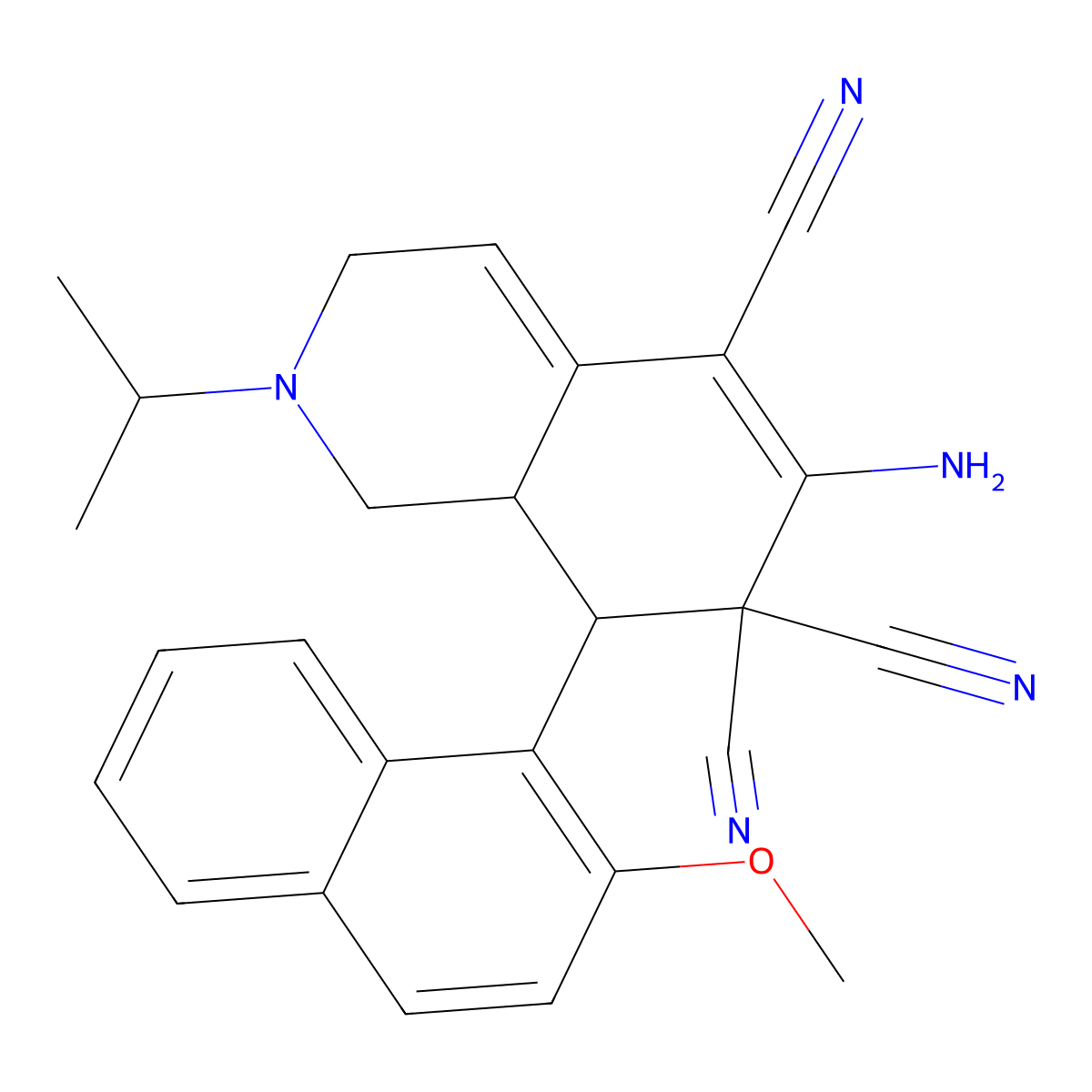 6-amino-2-isopropyl-8-(2-methoxy-1-naphthyl)-2,3,8,8a-tetrahydro-5,7,7(1H)-isoquinolinetricarbonitrile molecular structure, CAS 459154-23-5