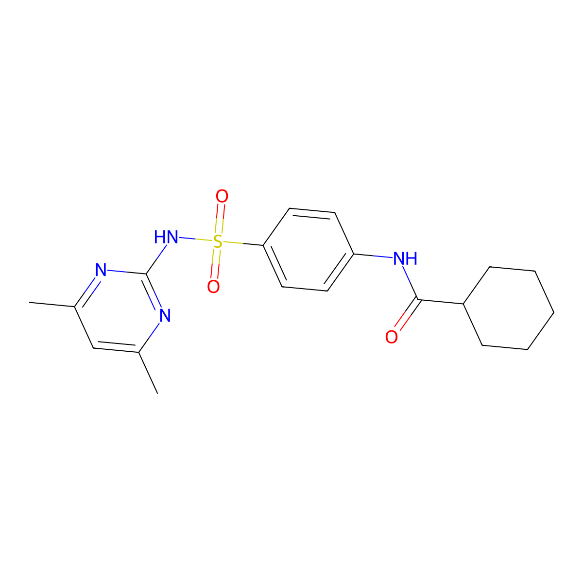 N-[4-[(4,6-dimethylpyrimidin-2-yl)sulfamoyl]phenyl]cyclohexanecarboxamide molecular structure, CAS 459154-36-0
