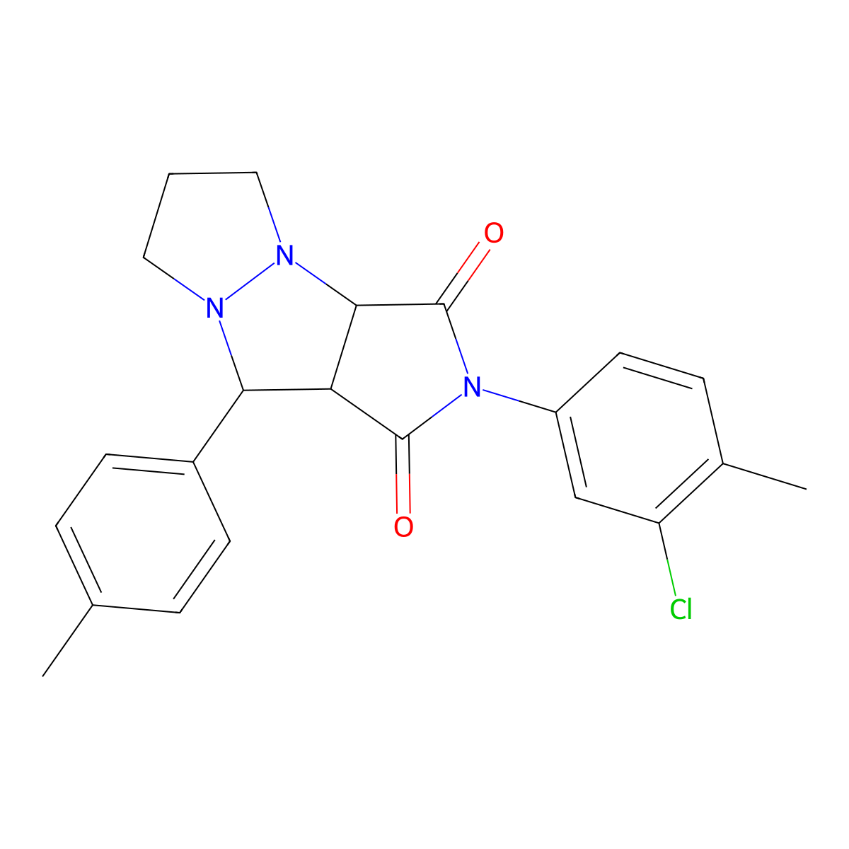2-(3-chloro-4-methylphenyl)-9-(p-tolyl)hexahydro-1H-pyrazolo[1,2-a]pyrrolo[3,4-c]pyrazole-1,3(2H)-dione molecular structure, CAS 459154-78-0