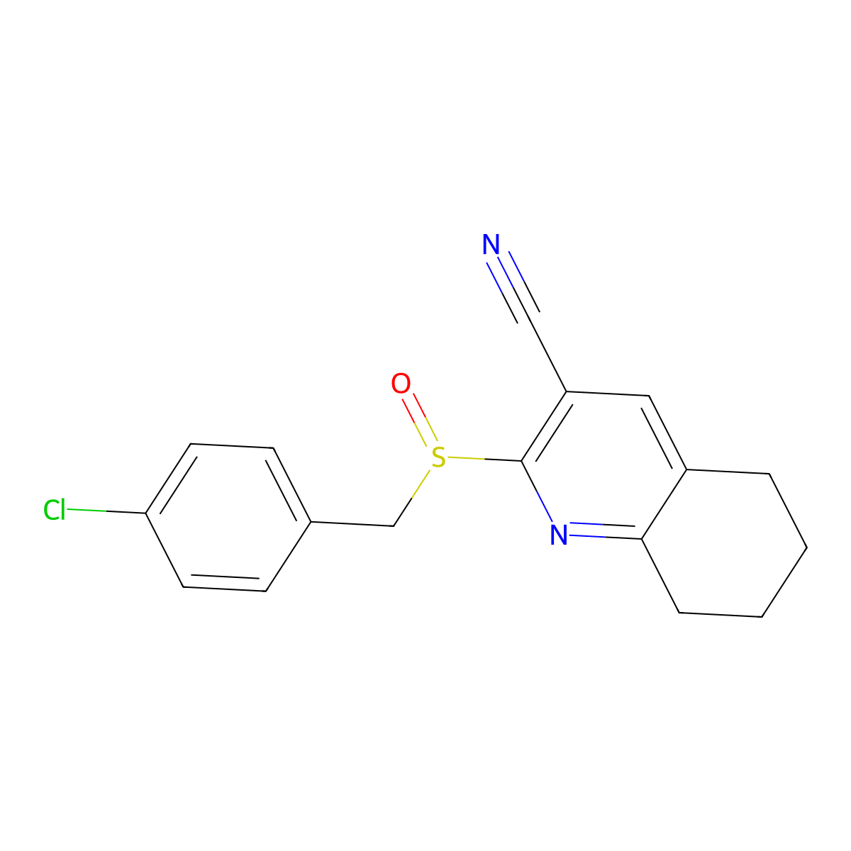 2-[(4-Chlorophenyl)methylsulfinyl]-5,6,7,8-tetrahydroquinoline-3-carbonitrile molecular structure, CAS 459154-94-0