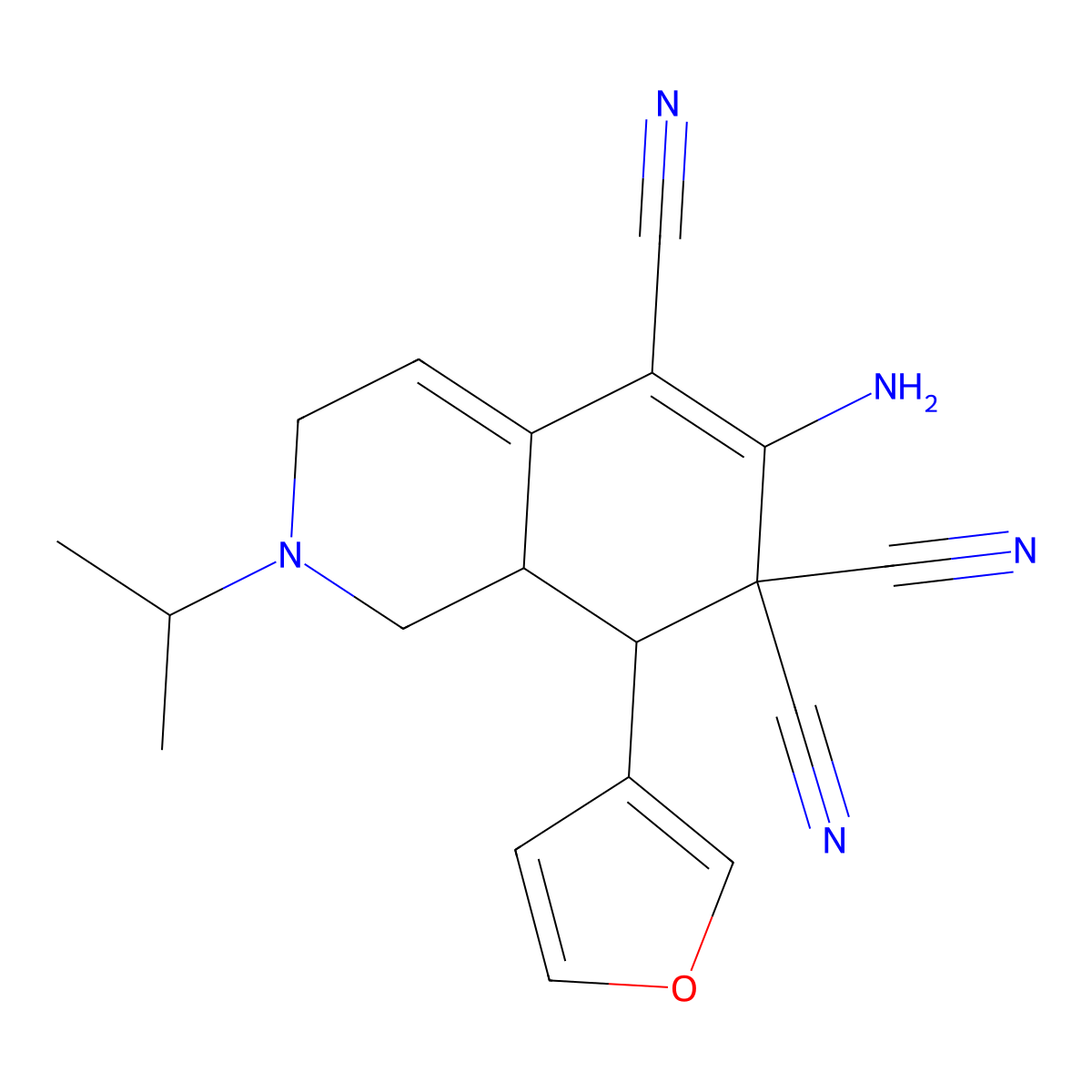 6-amino-8-(3-furyl)-2-isopropyl-2,3,8,8a-tetrahydro-5,7,7(1H)-isoquinolinetricarbonitrile molecular structure, CAS 459155-01-2