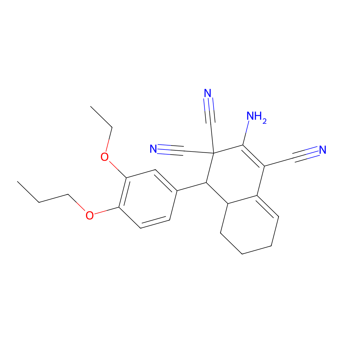 2-amino-4-(3-ethoxy-4-propoxyphenyl)-4a,5,6,7-tetrahydro-1,3,3(4H)-naphthalenetricarbonitrile molecular structure, CAS 459155-41-0
