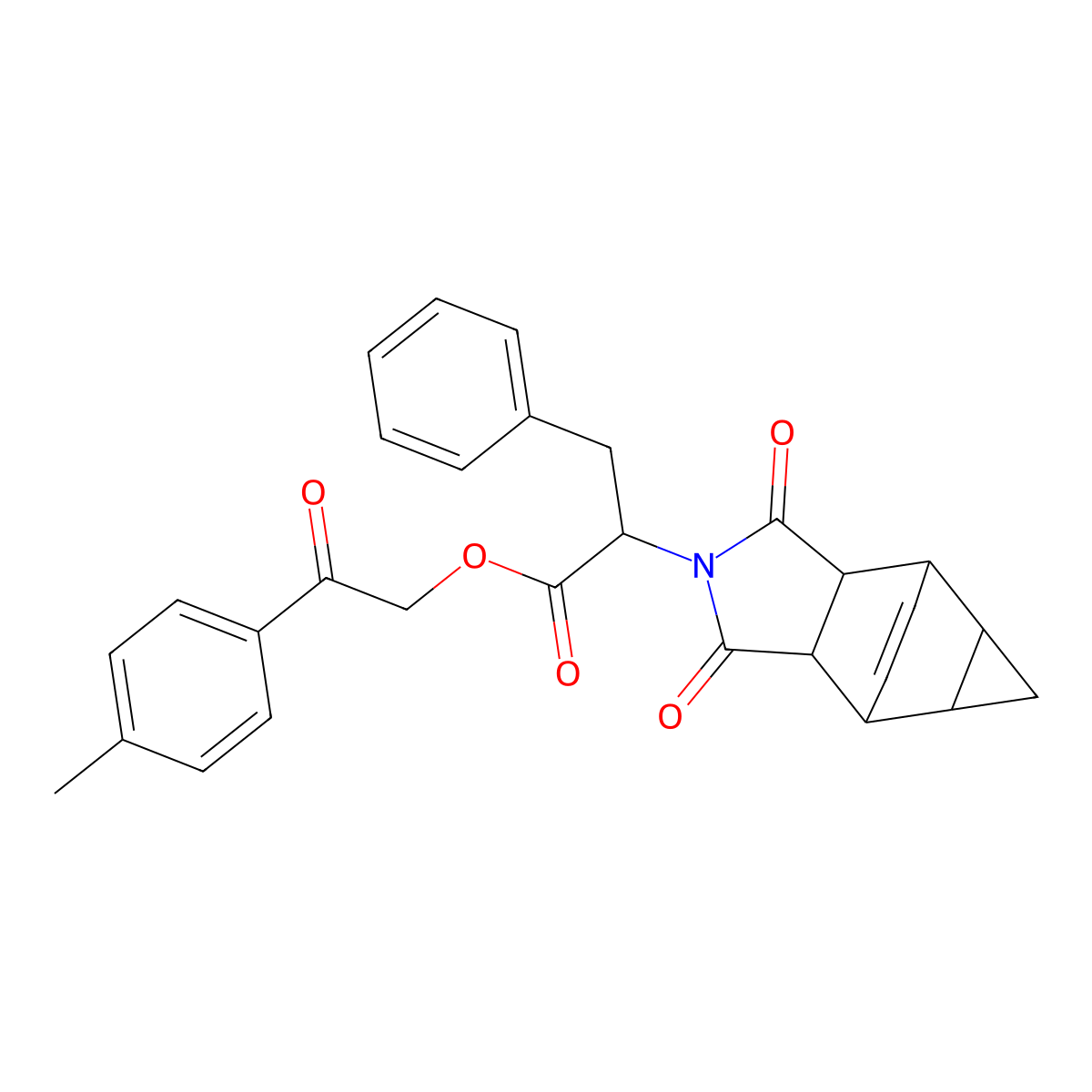 2-(4-methylphenyl)-2-oxoethyl 2-(1,3-dioxooctahydro-4,6-ethenocyclopropa[f]isoindol-2(1H)-yl)-3-phenylpropanoate molecular structure, CAS 459155-61-4