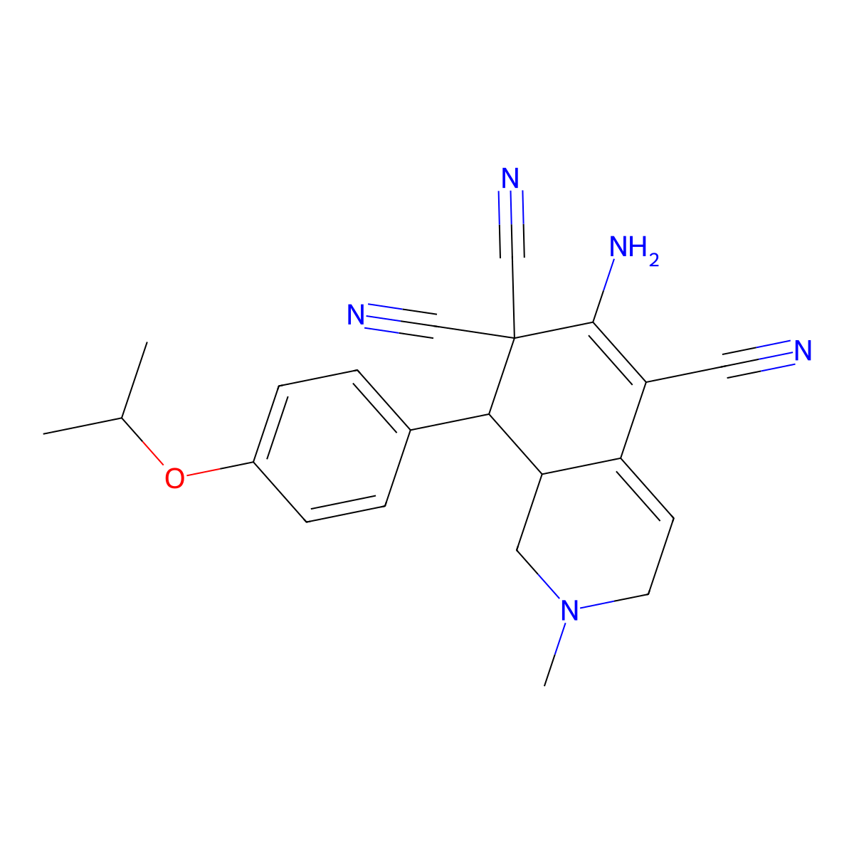 6-amino-8-(4-isopropoxyphenyl)-2-methyl-2,3,8,8a-tetrahydro-5,7,7(1H)-isoquinolinetricarbonitrile molecular structure, CAS 459155-66-9