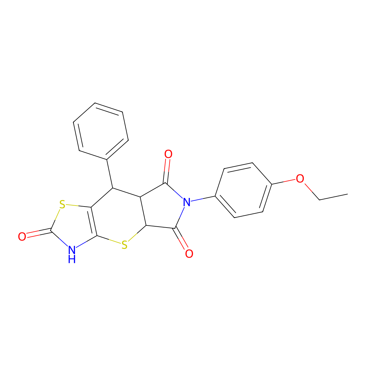 11-(4-Ethoxyphenyl)-8-phenyl-2,6-dithia-4,11-diazatricyclo[7.3.0.0^{3,7}]dodec-3(7)-ene-5,10,12-trione molecular structure, CAS 459155-71-6