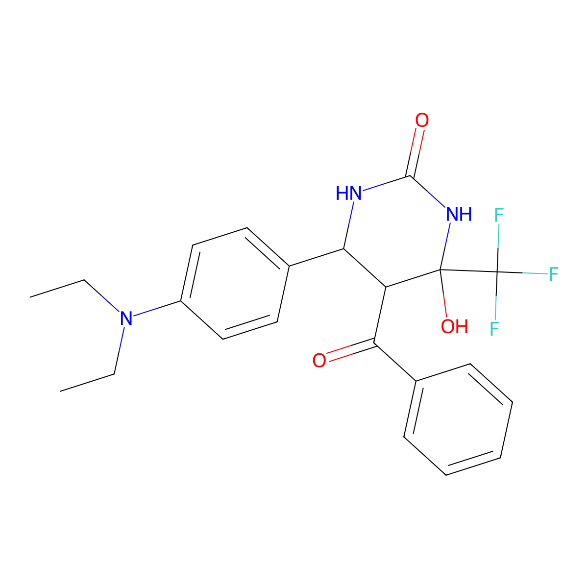 5-Benzoyl-6-[4-(diethylamino)phenyl]-4-hydroxy-4-(trifluoromethyl)-1,3-diazinan-2-one molecular structure, CAS 459155-83-0