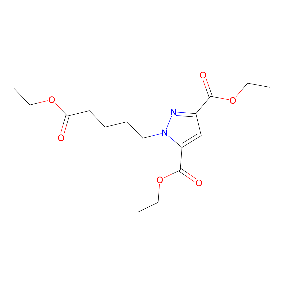 1-(4-Ethoxycarbonyl-butyl)-1H-pyrazole-3,5-dicarboxylic acid diethyl ester molecular structure, CAS 459157-13-2