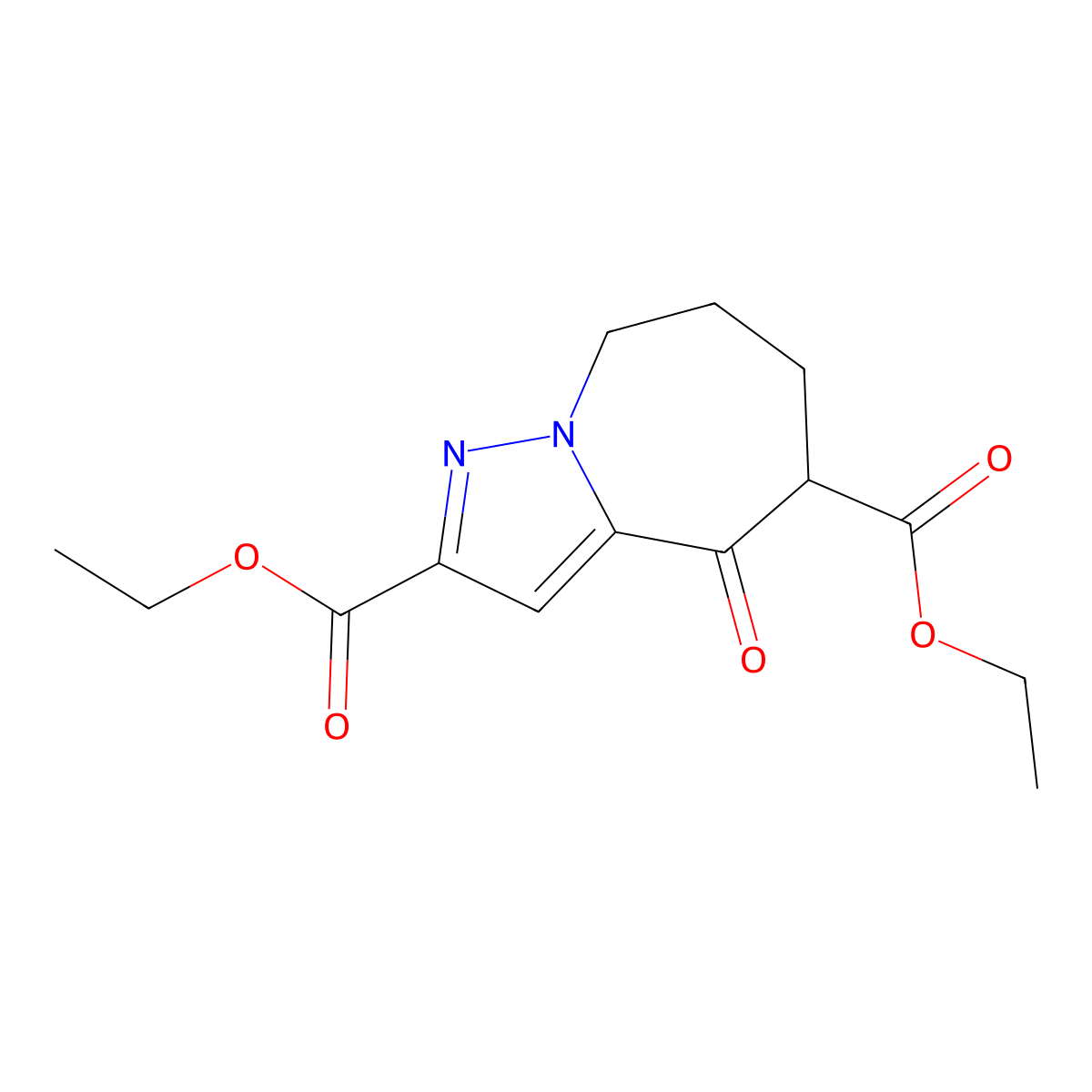 4-Oxo-5,6,7,8-tetrahydro-4H-pyrazolo[1,5-a]azepine-2,5-dicarboxylic acid diethyl ester molecular structure, CAS 459157-17-6