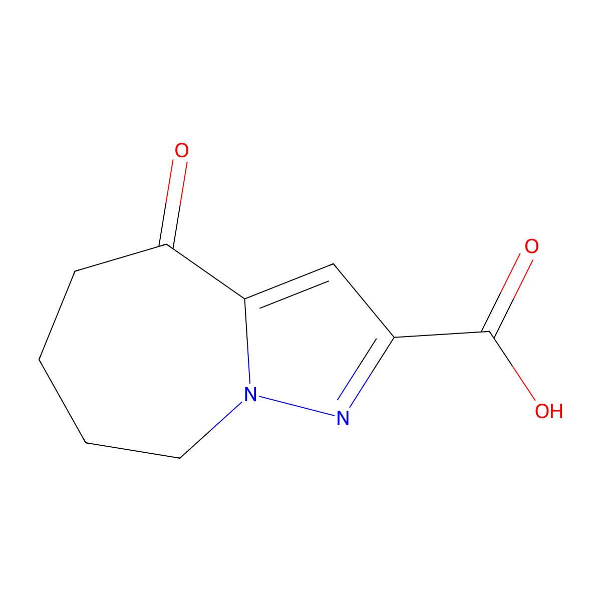 4-oxo-4H,5H,6H,7H,8H-pyrazolo(1,5-a)azepine-2-carboxylic acid molecular structure, CAS 459157-21-2