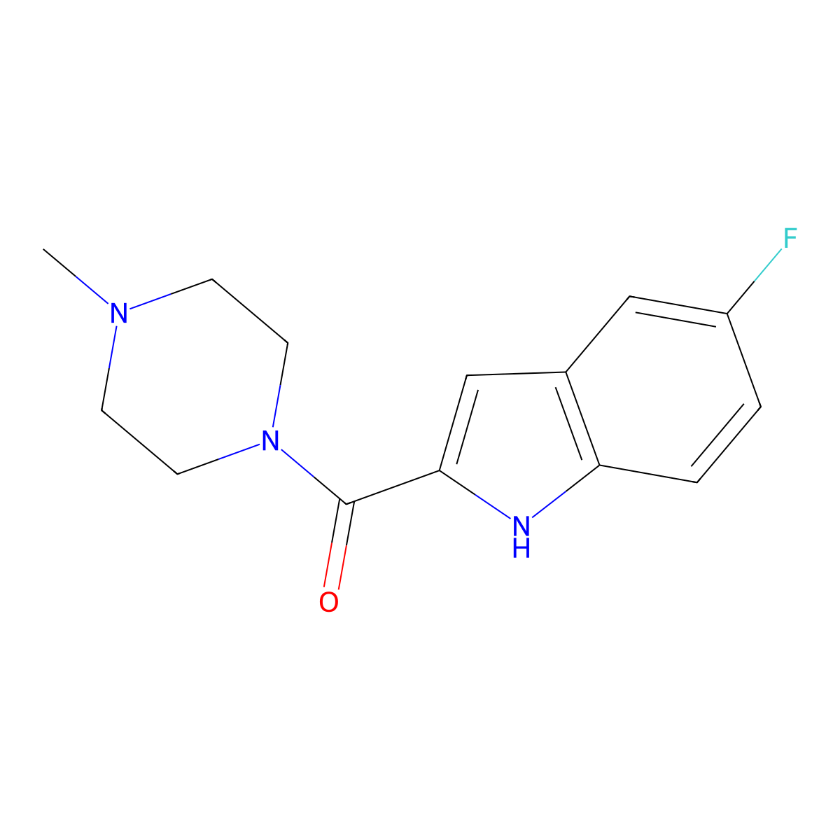 (5-fluoro-1H-indol-2-yl)(4-methylpiperazin-1-yl)methanone molecular structure, CAS 459168-42-4