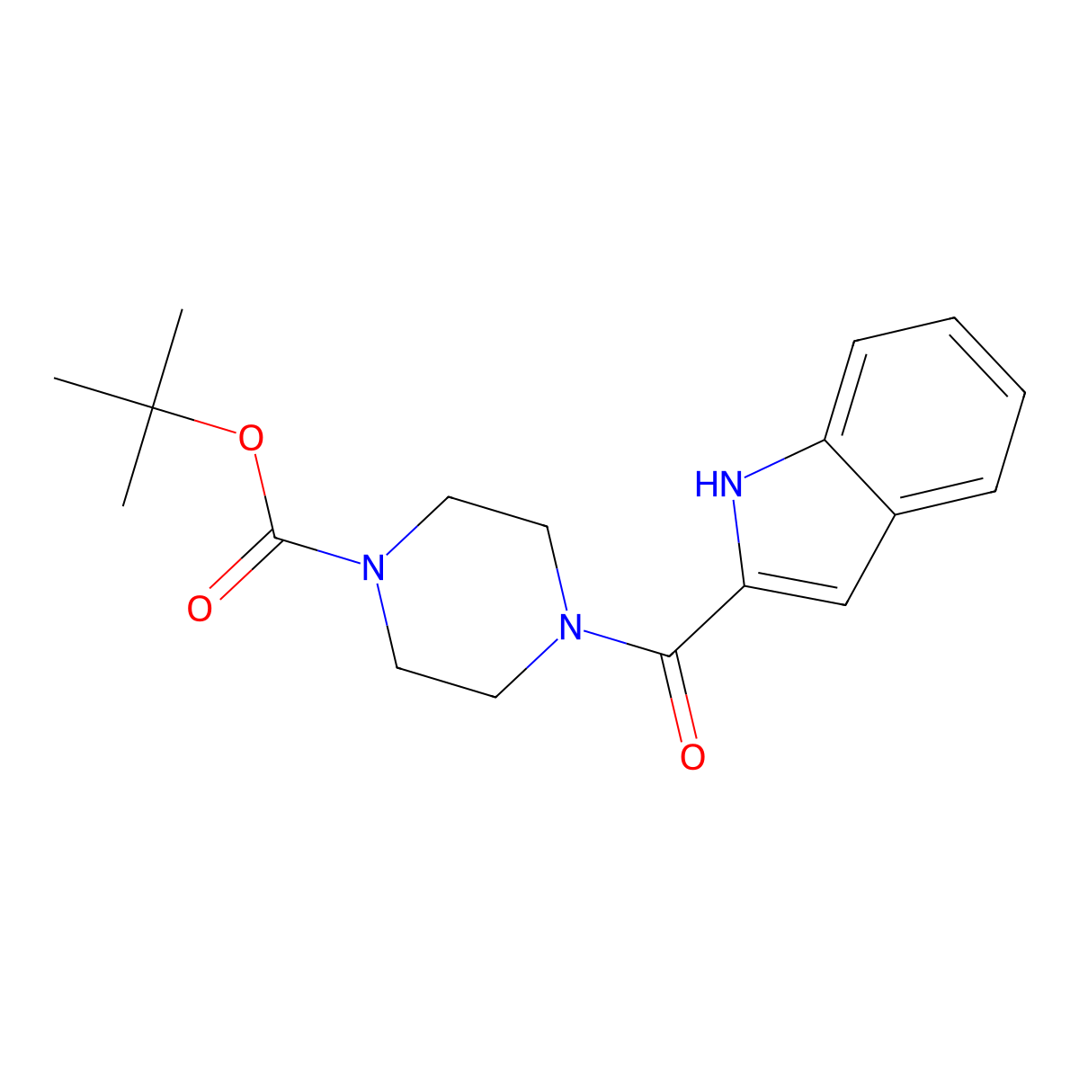Tert-butyl 4-(1H-indole-2-carbonyl)piperazine-1-carboxylate molecular structure, CAS 459168-88-8