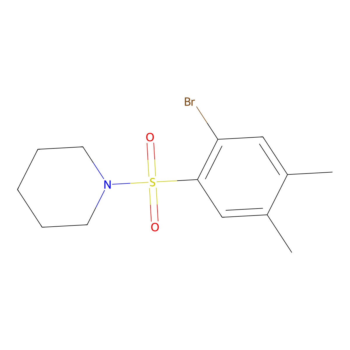 1-(2-Bromo-4,5-dimethylphenyl)sulfonylpiperidine molecular structure, CAS 459175-30-5