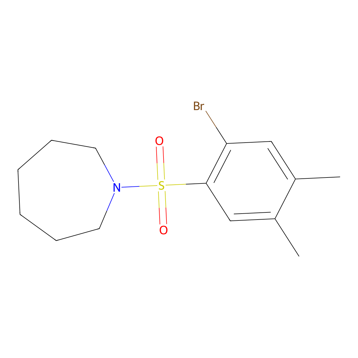 1-(2-Bromo-4,5-dimethylphenyl)sulfonylazepane molecular structure, CAS 459175-44-1