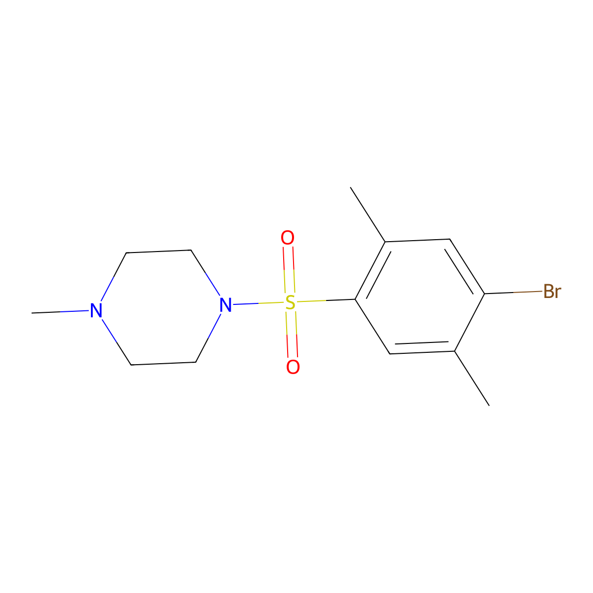 1-[(4-Bromo-2,5-dimethylphenyl)sulfonyl]-4-methylpiperazine molecular structure, CAS 459175-60-1