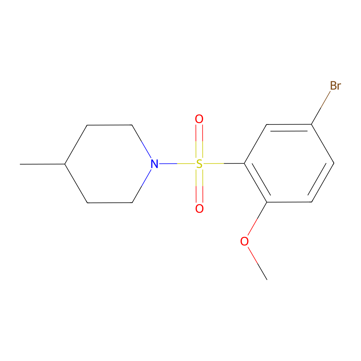 1-((5-Bromo-2-methoxyphenyl)sulfonyl)-4-methylpiperidine molecular structure, CAS 459176-98-8