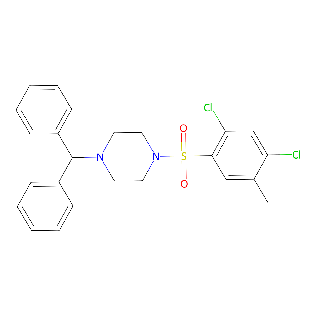 1-(2,4-Dichloro-5-methylbenzenesulfonyl)-4-(diphenylmethyl)piperazine molecular structure, CAS 459177-57-2