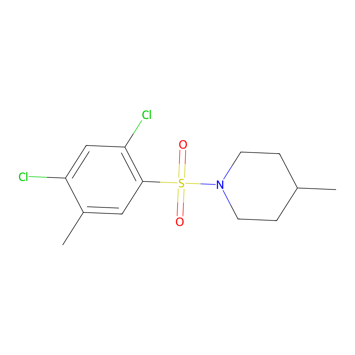 1-(2,4-Dichloro-5-methylphenyl)sulfonyl-4-methylpiperidine molecular structure, CAS 459177-64-1