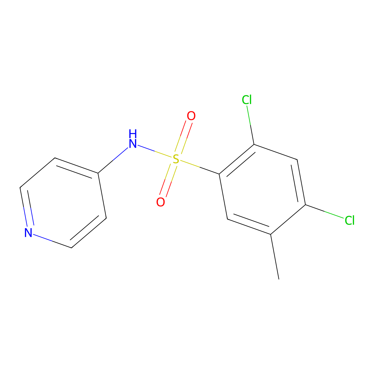 2,4-dichloro-5-methyl-N-pyridin-4-ylbenzenesulfonamide molecular structure, CAS 459177-70-9