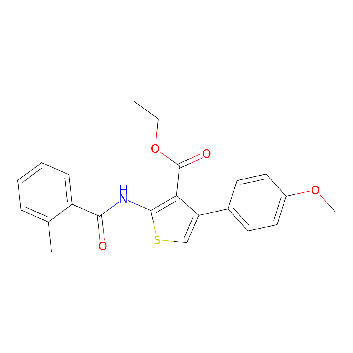 Ethyl 4-(4-methoxyphenyl)-2-(2-methylbenzamido)thiophene-3-carboxylate molecular structure, CAS 459178-03-1