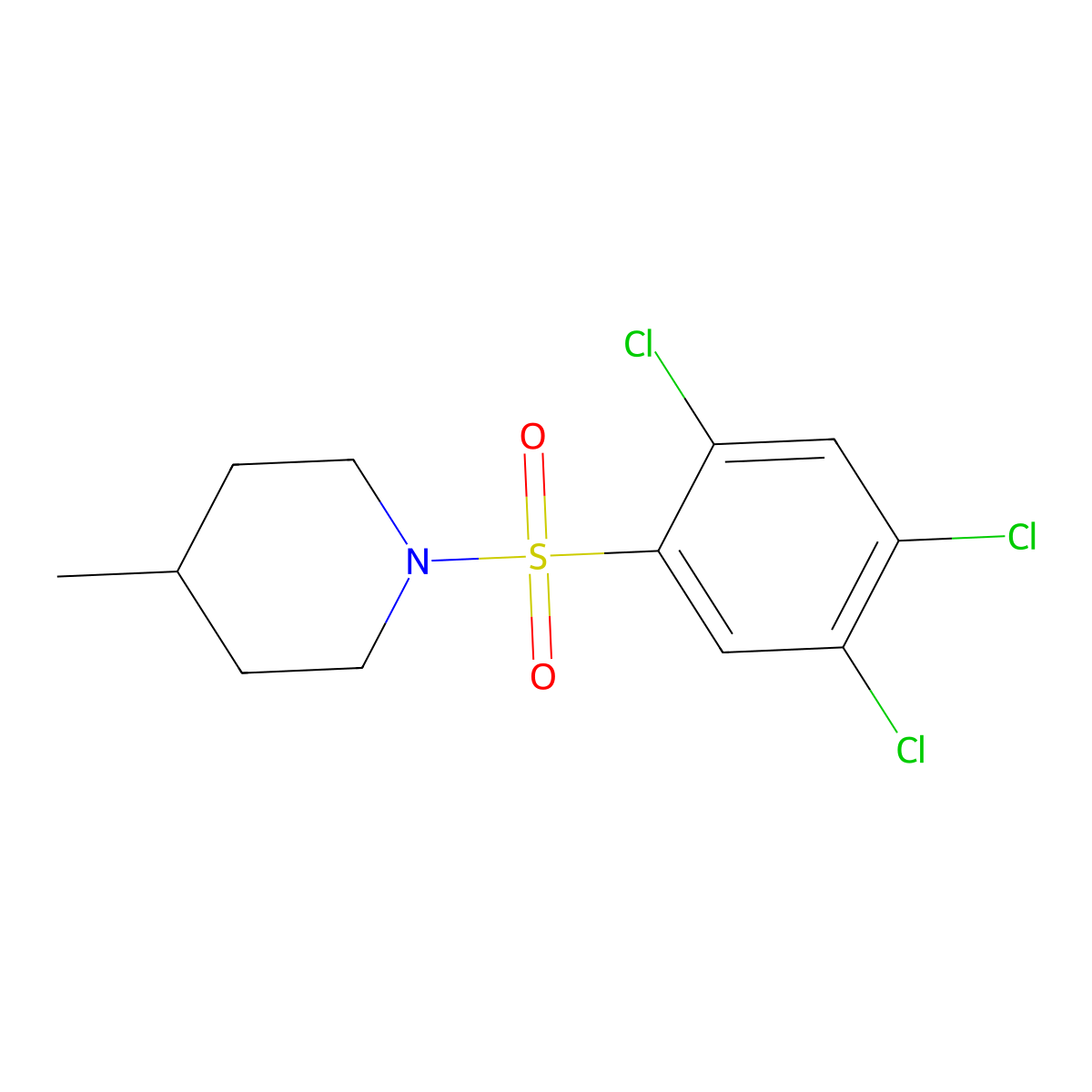 4-Methyl-1-[(2,4,5-trichlorophenyl)sulfonyl]piperidine molecular structure, CAS 459179-62-5