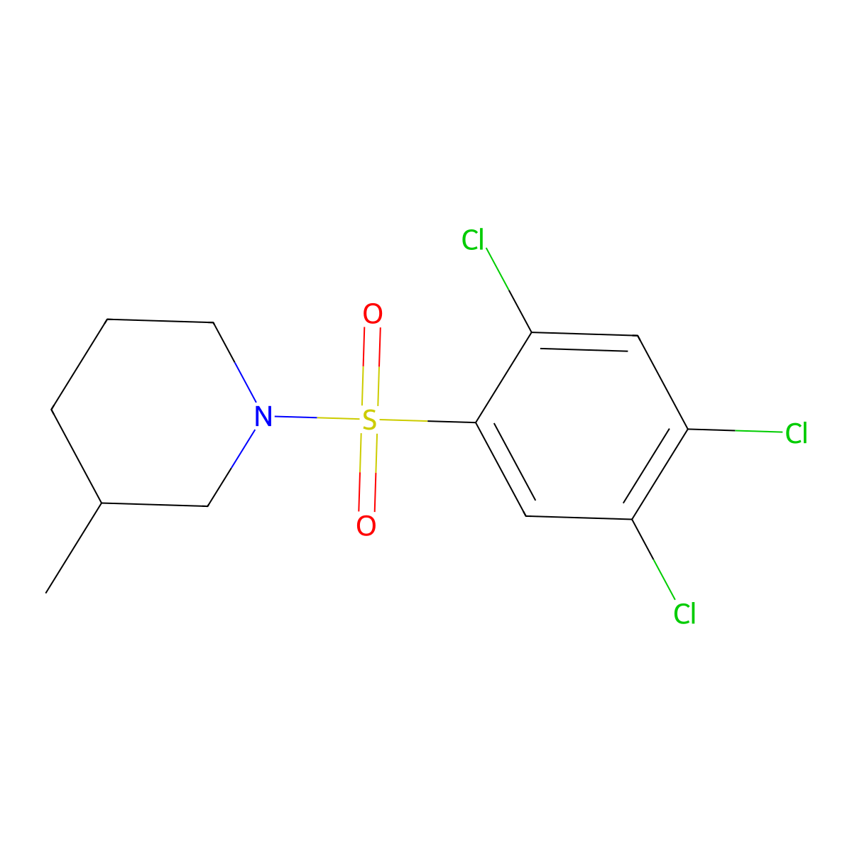 3-Methyl-1-[(2,4,5-trichlorophenyl)sulfonyl]piperidine molecular structure, CAS 459179-69-2