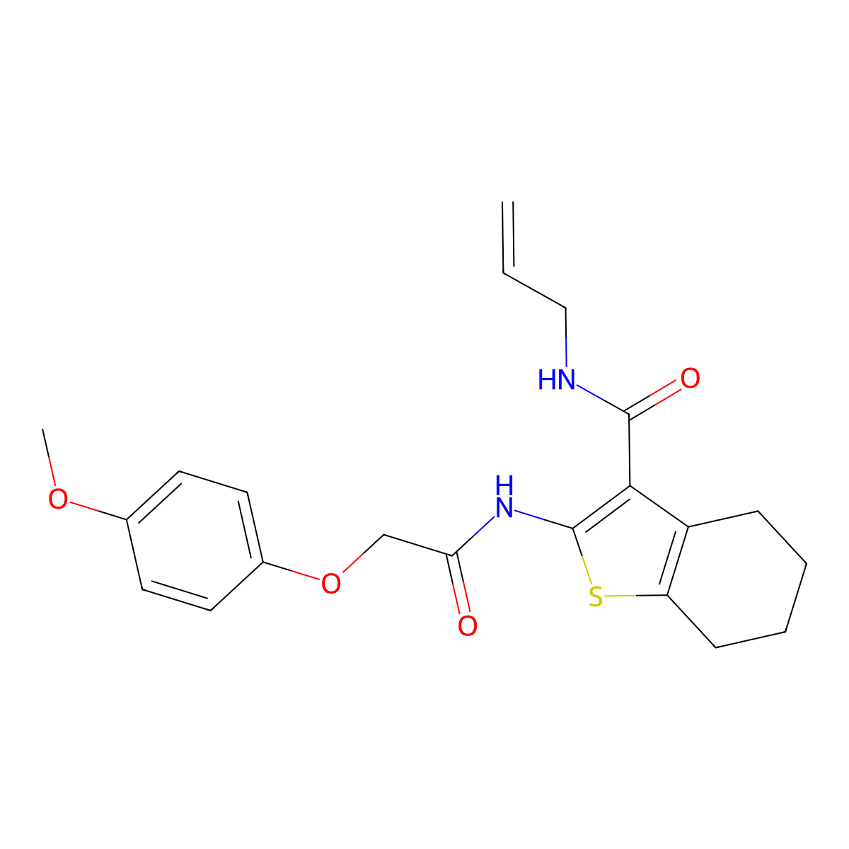2-{[(4-methoxyphenoxy)acetyl]amino}-N-(prop-2-en-1-yl)-4,5,6,7-tetrahydro-1-benzothiophene-3-carboxamide molecular structure, CAS 459179-70-5