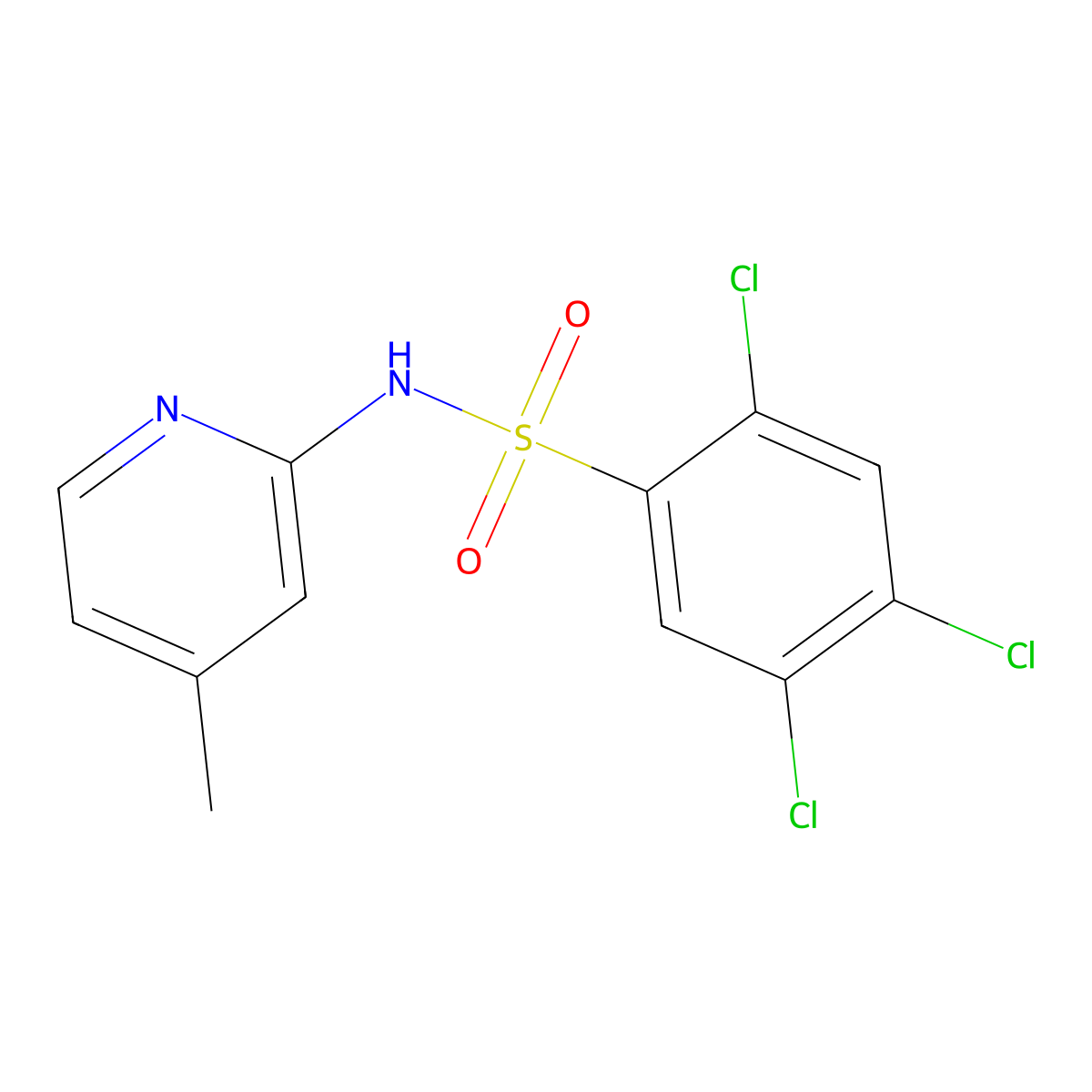 (4-Methyl(2-pyridyl))[(2,4,5-trichlorophenyl)sulfonyl]amine molecular structure, CAS 459179-91-0