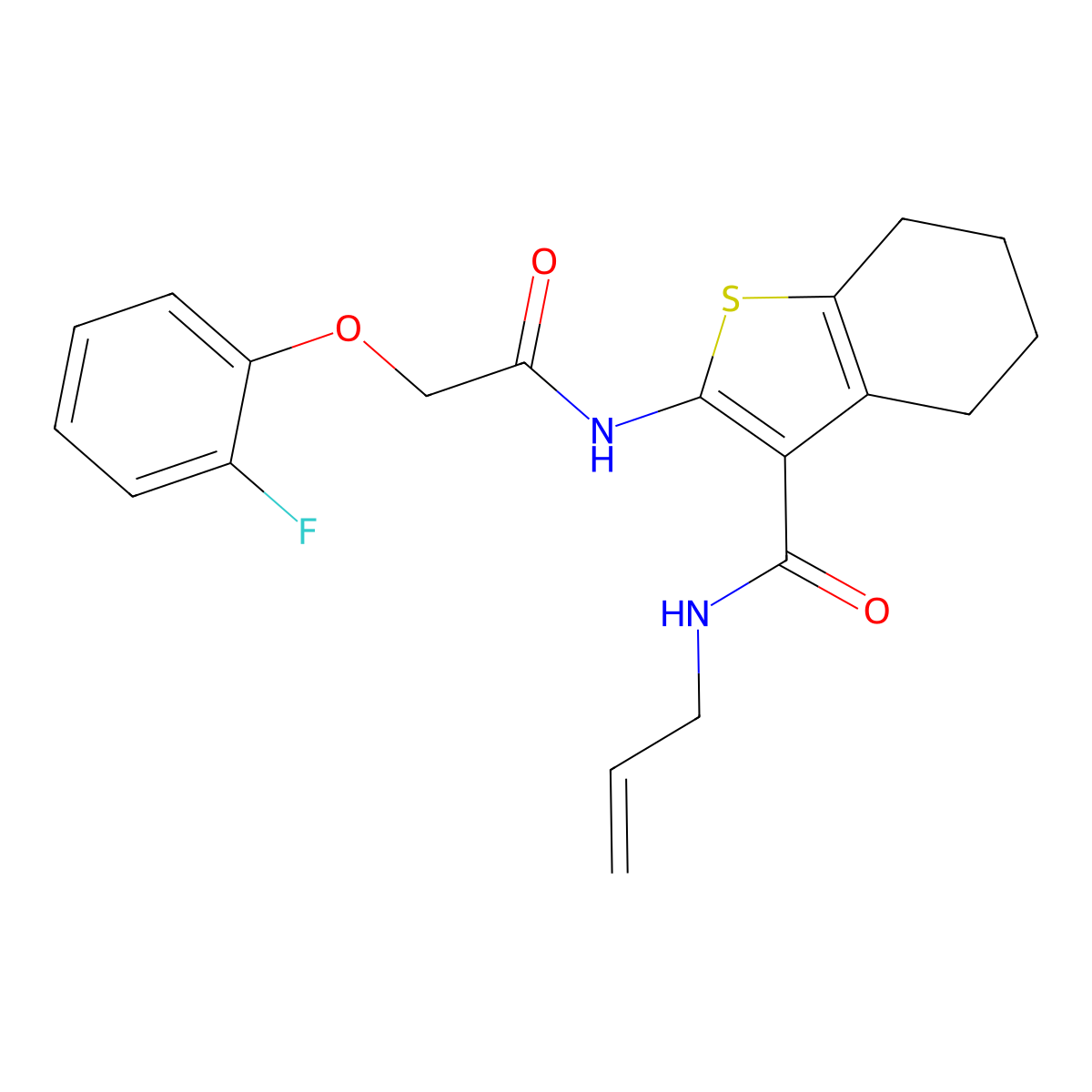2-{[(2-fluorophenoxy)acetyl]amino}-N-(prop-2-en-1-yl)-4,5,6,7-tetrahydro-1-benzothiophene-3-carboxamide molecular structure, CAS 459179-97-6