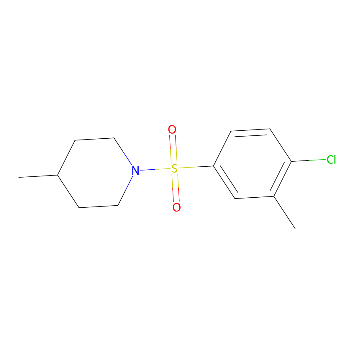 1-(4-Chloro-3-methylphenyl)sulfonyl-4-methylpiperidine molecular structure, CAS 459180-33-7