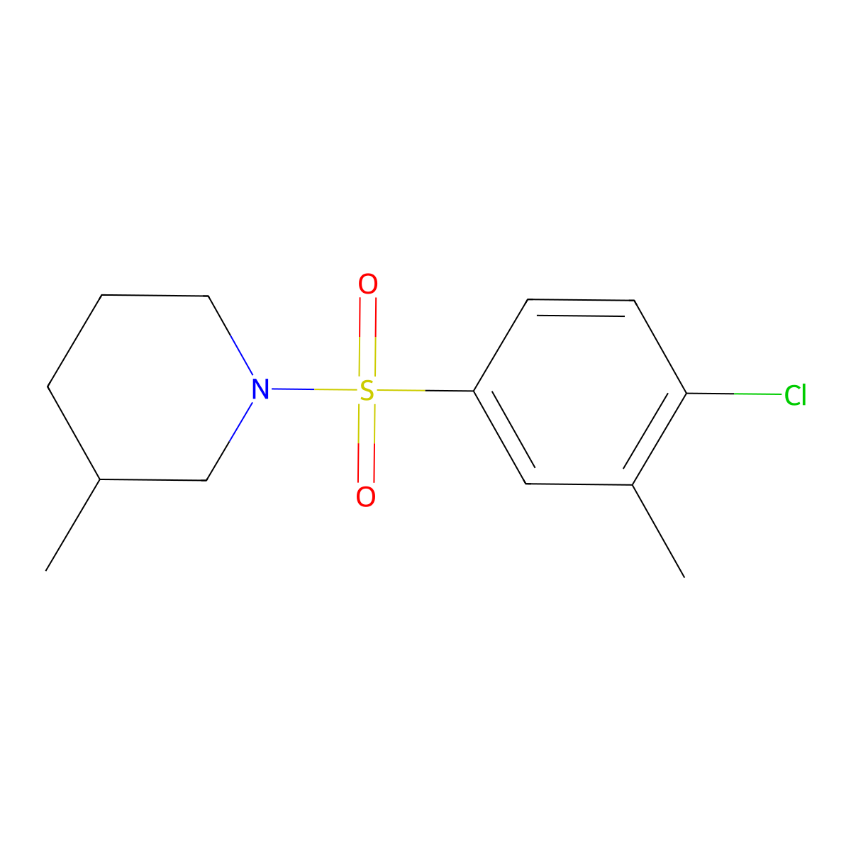 1-[(4-Chloro-3-methylphenyl)sulfonyl]-3-methylpiperidine molecular structure, CAS 459180-41-7