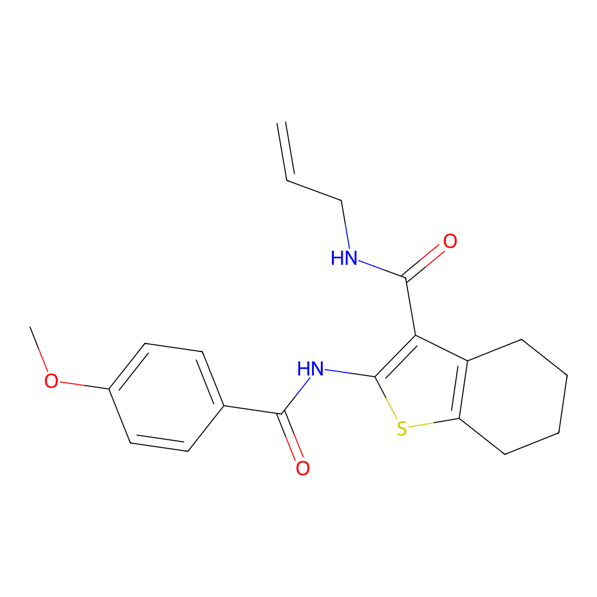 2-[(4-methoxybenzoyl)amino]-N-prop-2-enyl-4,5,6,7-tetrahydro-1-benzothiophene-3-carboxamide molecular structure, CAS 459180-48-4