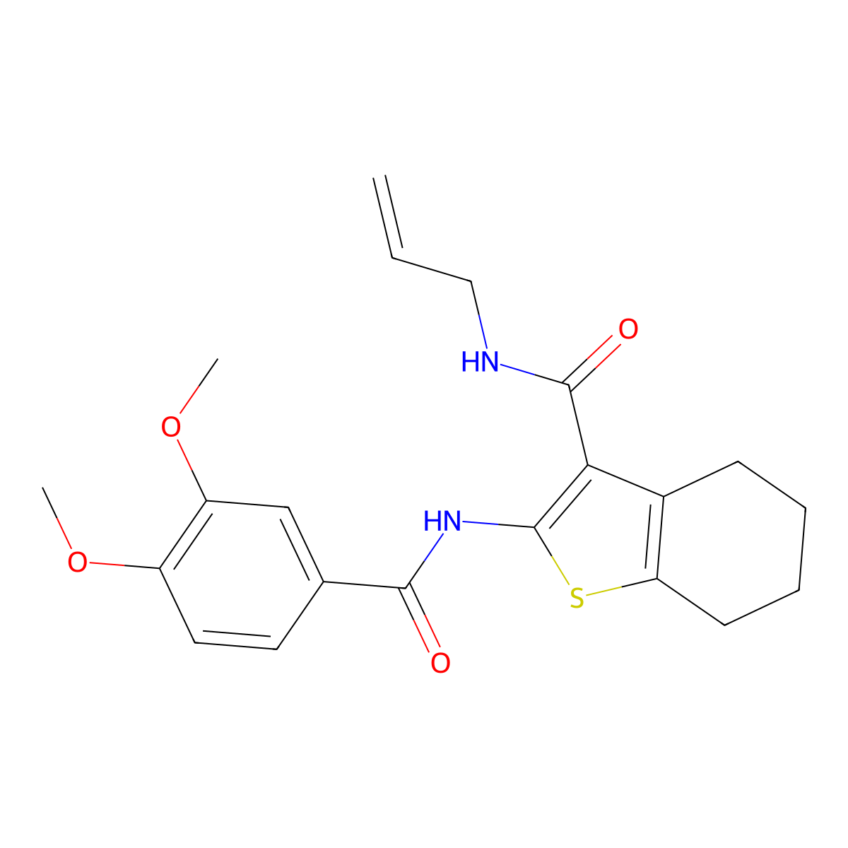 2-(3,4-dimethoxybenzamido)-N-(prop-2-en-1-yl)-4,5,6,7-tetrahydro-1-benzothiophene-3-carboxamide molecular structure, CAS 459180-56-4