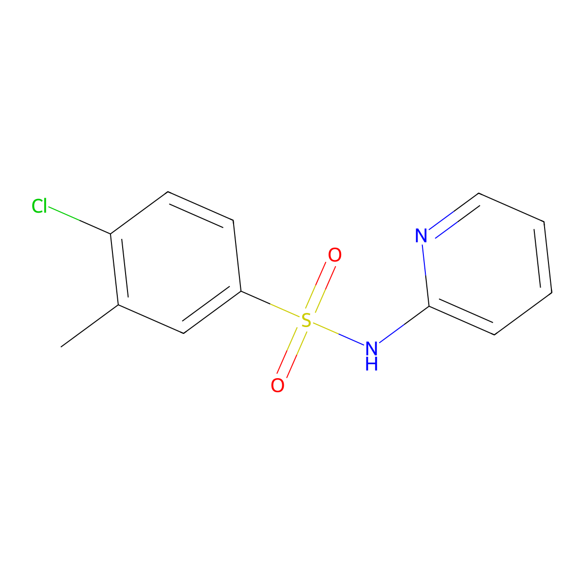 4-chloro-3-methyl-N-pyridin-2-ylbenzenesulfonamide molecular structure, CAS 459180-57-5