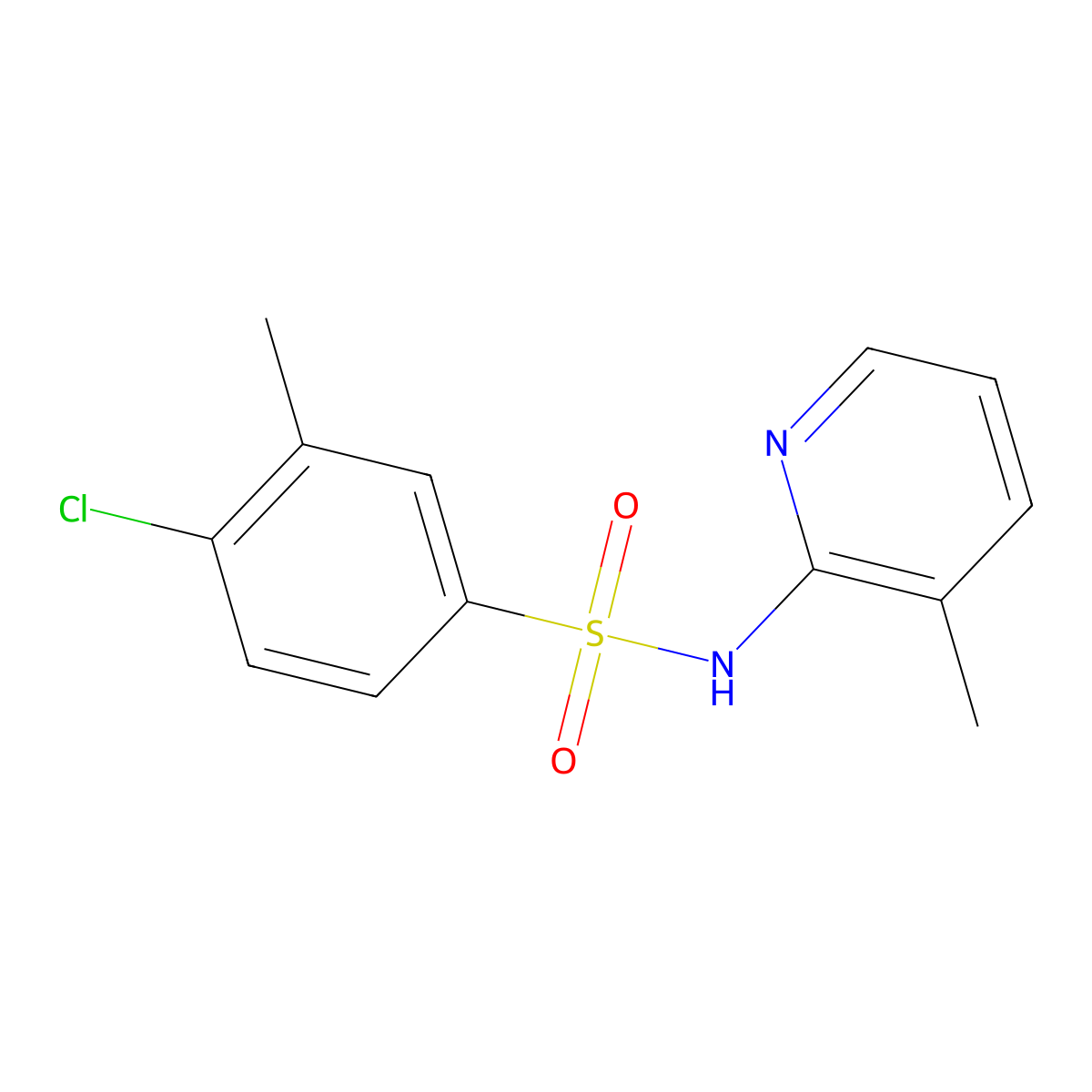 4-chloro-3-methyl-N-(3-methyl-2-pyridinyl)benzenesulfonamide molecular structure, CAS 459180-65-5