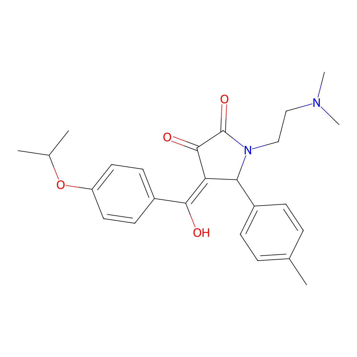 1-[2-(dimethylamino)ethyl]-3-hydroxy-5-(4-methylphenyl)-4-[4-(propan-2-yloxy)benzoyl]-2,5-dihydro-1H-pyrrol-2-one molecular structure, CAS 459181-85-2