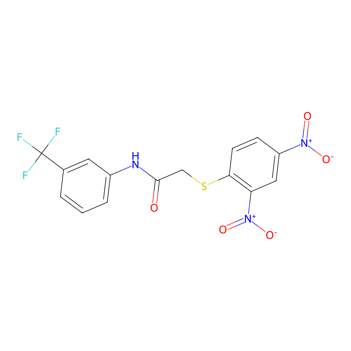 2-(2,4-dinitrophenylthio)-N-[3-(trifluoromethyl)phenyl]acetamide molecular structure, CAS 459181-94-3