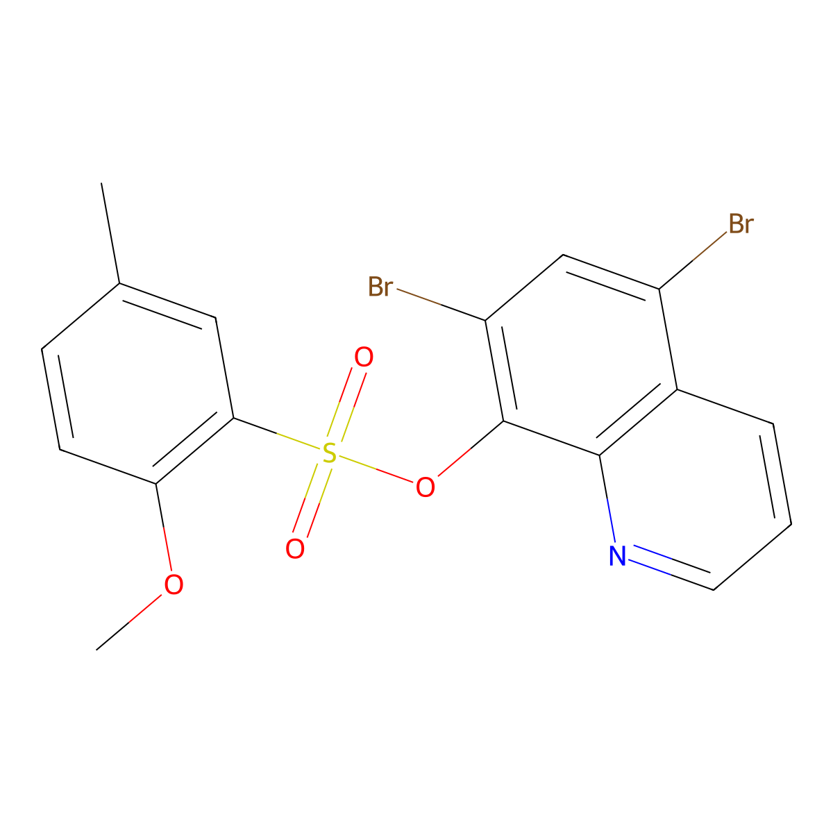 5,7-Dibromoquinolin-8-yl 2-methoxy-5-methylbenzene-1-sulfonate molecular structure, CAS 459182-72-0