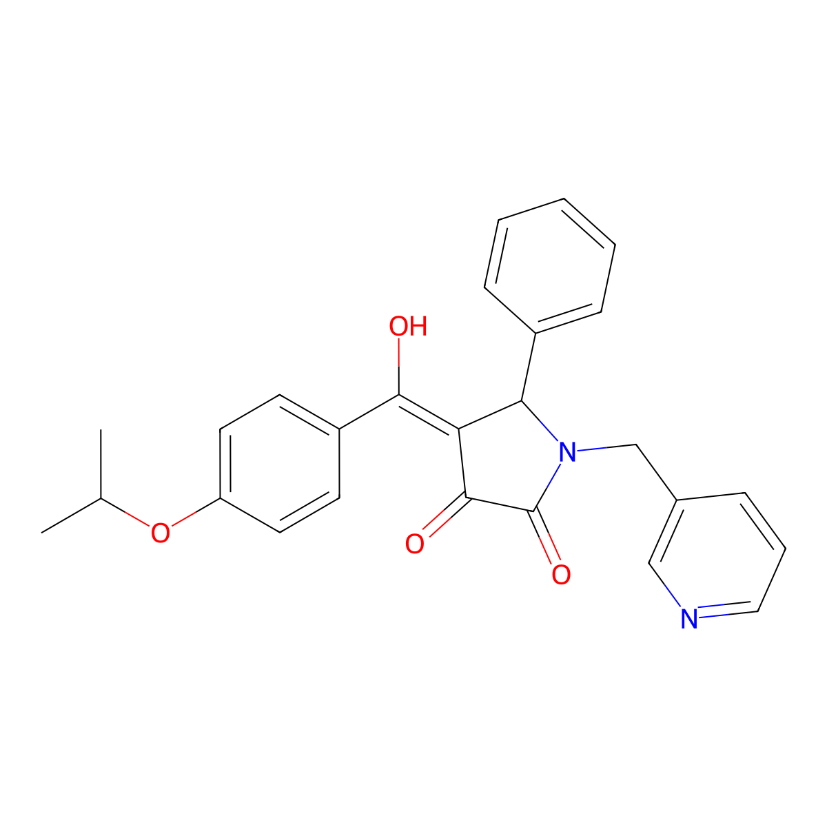 3-hydroxy-5-phenyl-4-[4-(propan-2-yloxy)benzoyl]-1-[(pyridin-3-yl)methyl]-2,5-dihydro-1H-pyrrol-2-one molecular structure, CAS 459183-07-4