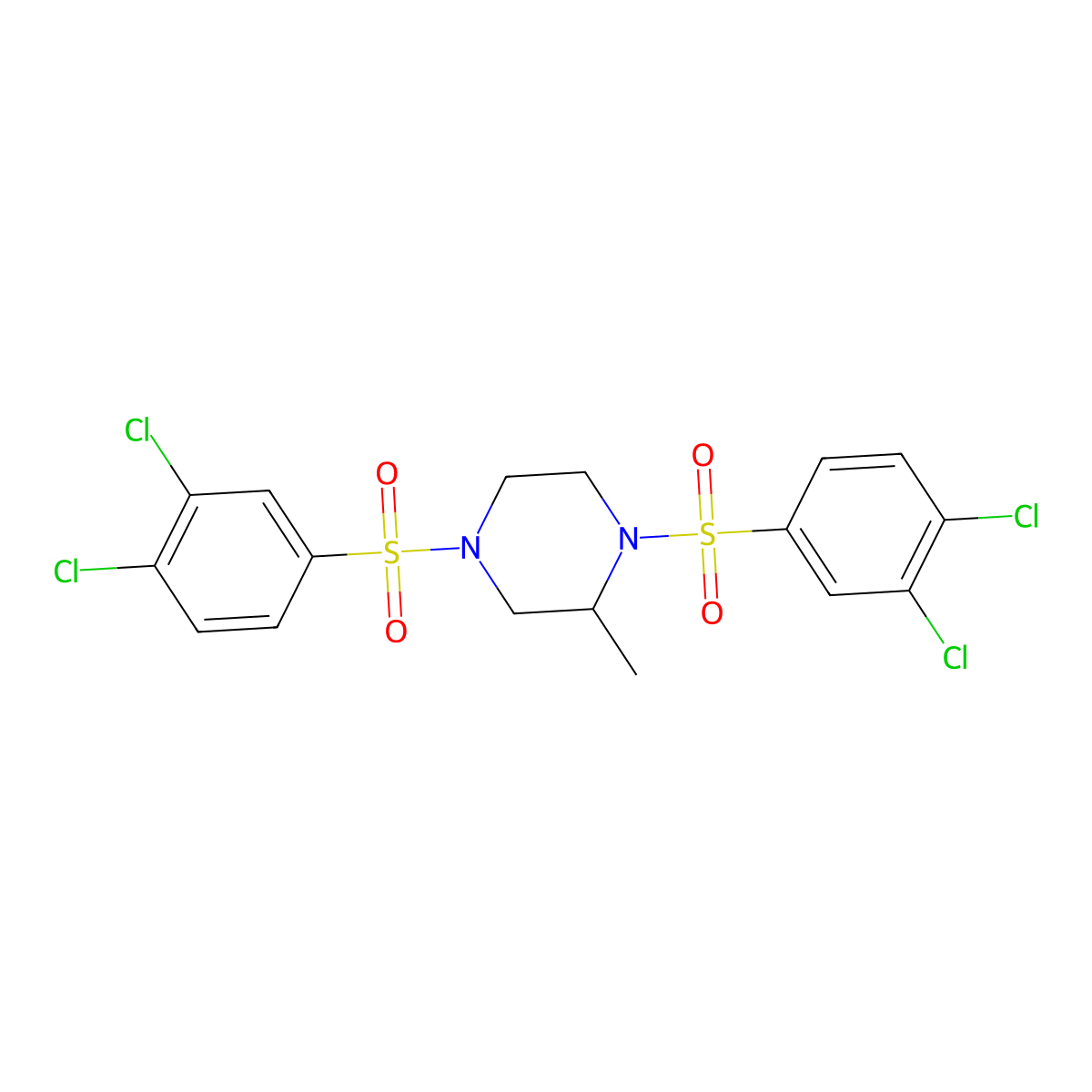 1,4-Bis(3,4-dichlorobenzenesulfonyl)-2-methylpiperazine molecular structure, CAS 459183-10-9