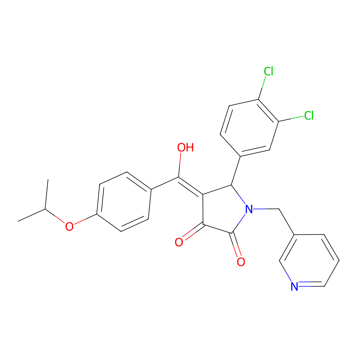 5-(3,4-dichlorophenyl)-3-hydroxy-4-[4-(propan-2-yloxy)benzoyl]-1-[(pyridin-3-yl)methyl]-2,5-dihydro-1H-pyrrol-2-one molecular structure, CAS 459183-15-4