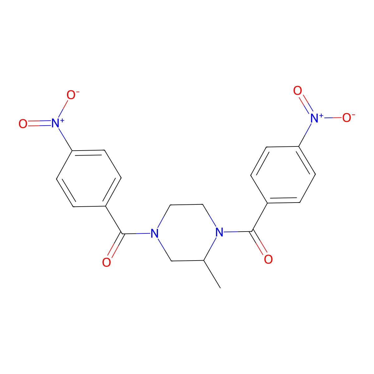 2-Methyl-1,4-bis(4-nitrobenzoyl)piperazine molecular structure, CAS 459185-38-7