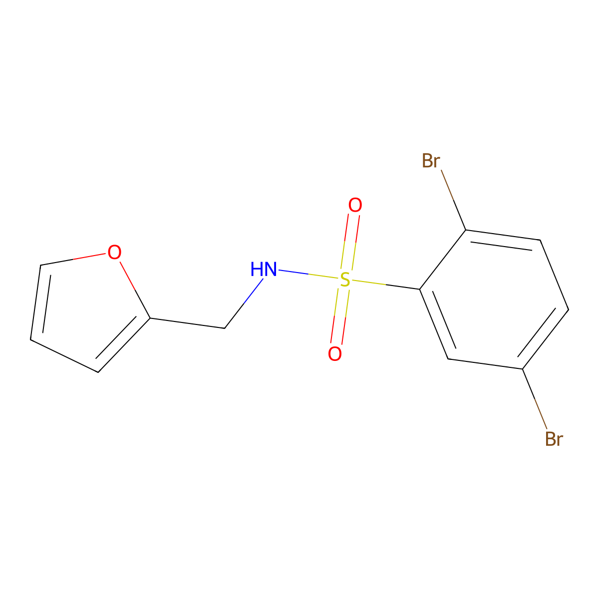 2,5-dibromo-N-(furan-2-ylmethyl)benzenesulfonamide molecular structure, CAS 459185-93-4