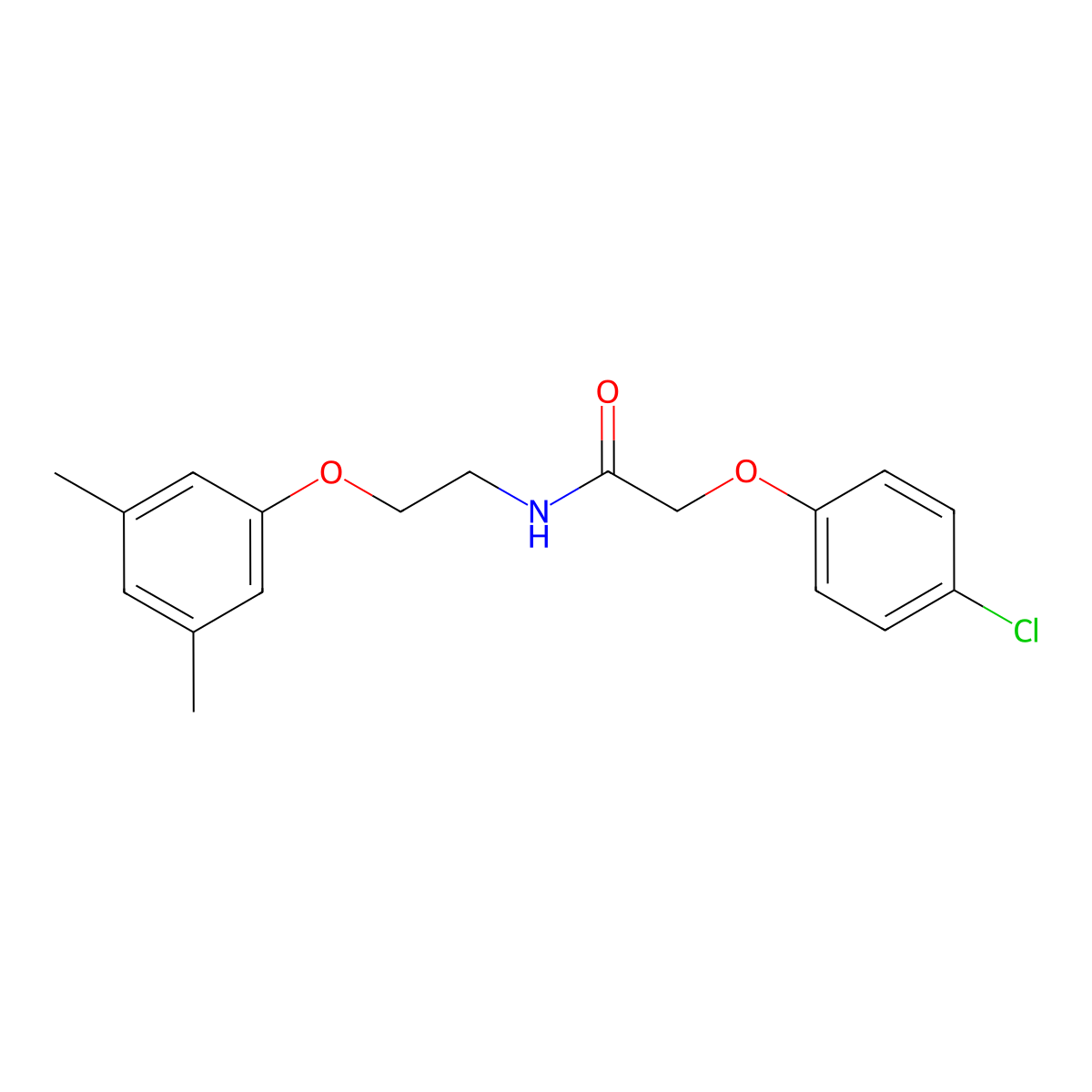 2-(4-chlorophenoxy)-N-[2-(3,5-dimethylphenoxy)ethyl]acetamide molecular structure, CAS 459185-97-8