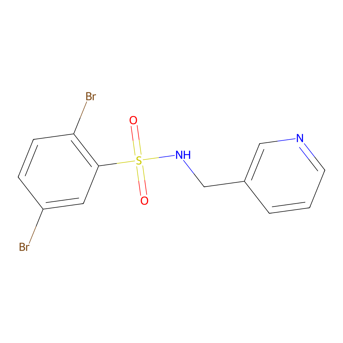 2,5-dibromo-N-(pyridin-3-ylmethyl)benzenesulfonamide molecular structure, CAS 459186-00-6