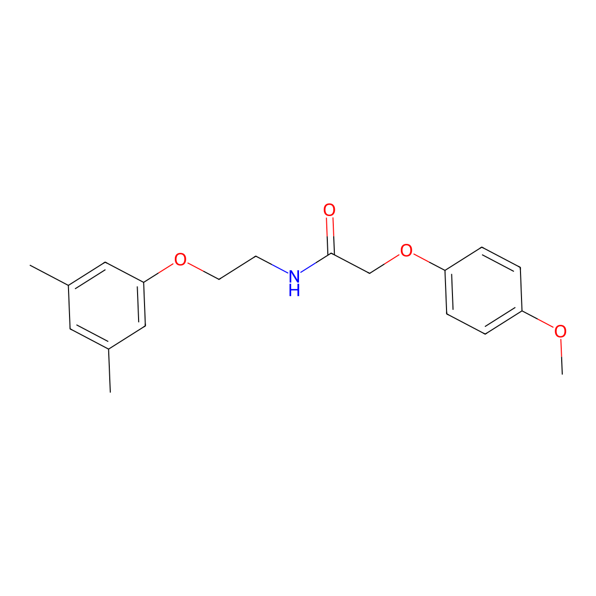 N-[2-(3,5-dimethylphenoxy)ethyl]-2-(4-methoxyphenoxy)acetamide molecular structure, CAS 459186-11-9