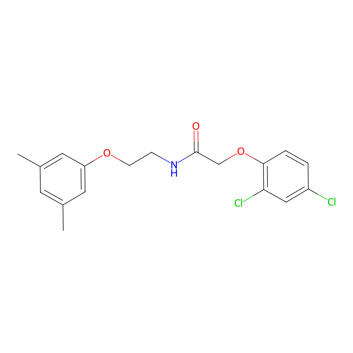 2-(2,4-dichlorophenoxy)-N-[2-(3,5-dimethylphenoxy)ethyl]acetamide molecular structure, CAS 459186-33-5