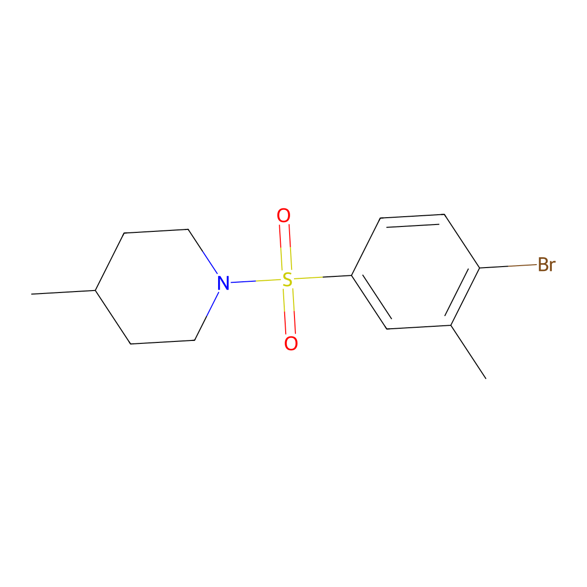 1-(4-Bromo-3-methylphenyl)sulfonyl-4-methylpiperidine molecular structure, CAS 459186-77-7